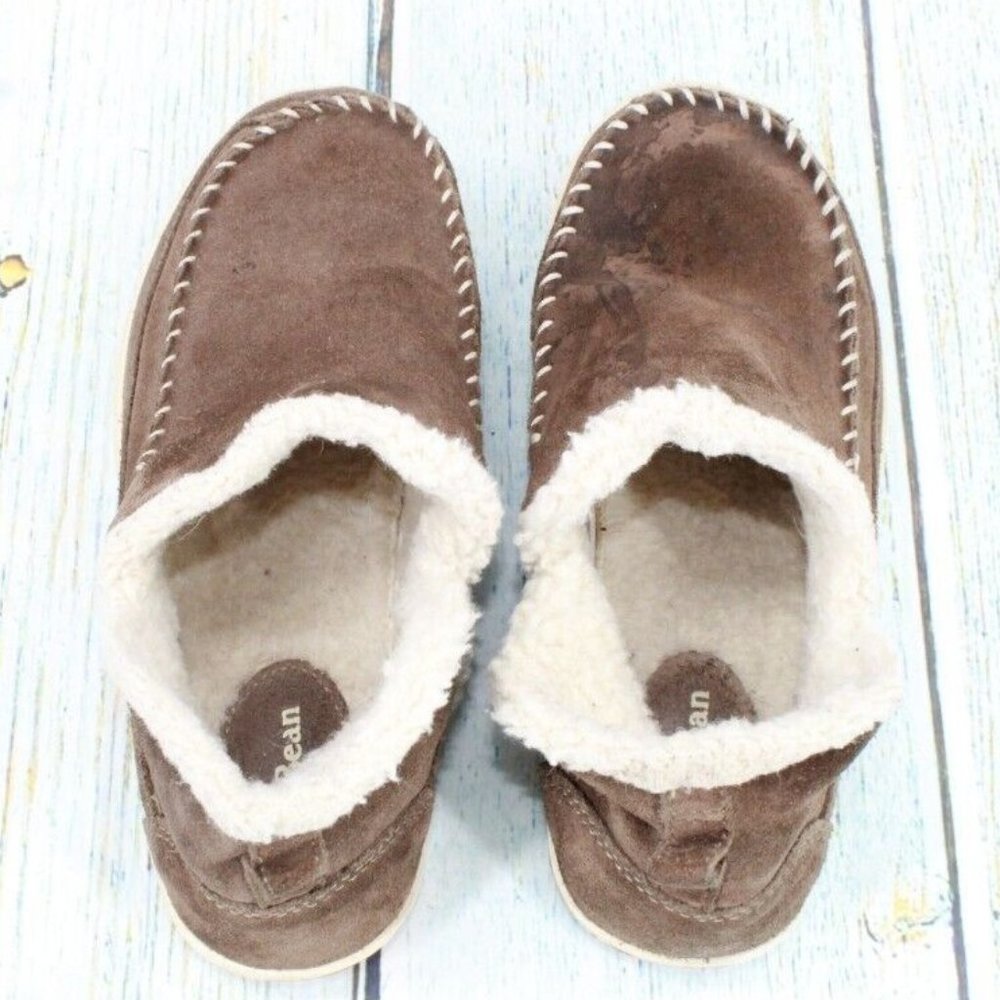 LL Bean Brown Suede Fleece Lined Mountain Slipper Moccasin  Boot Sz 7 M - Picture 7 of 9